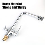 360° Swivel Hot and Cold Drinking Water Tap Double Outlet Mixer Taps Brass 3 Way Kitchen Filtered Faucet With Dual Handle