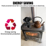Log Wood Burner Eco Fan for Quiet Home Fireplace Efficient Heat Distribution 4 Blades Heat-powered Stove Fan Black Fireplace Fan