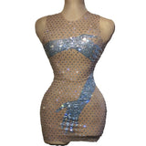 Banquet Party Elegance and Celebrity Evening Dress Style Sleeveless, Ultra Short, Sexy Wrapped Hip, Sequin Artificial Hand Design