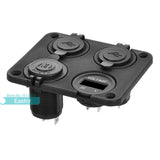Dual USB Charger LED Voltmeter + 12V Power Socket Four Hole Panel for Car Boat Marine Truck Motorcycle RV ATV Vehicles Phone