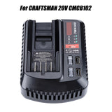For CRAFTSMAN 20V 2A Lithium with Dual USB 5V 2.1A Rechargeable Power Tool Battery Charger CMCB102 CMCB204
