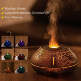 1pc Crackle Paint Flame Aroma Diffuser Simulation Flame Air Humidifier Cool Mist Humidifier Quiet Ultrasonic Humidifiers For Bedroom