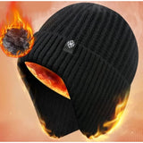 Thick Fleece ed Beanie Hats with Earflap, Warm Hat Men Women, Windproof Knit Skull Cap for Winter Outdoor
