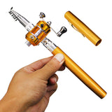 Outdoor Portable Pocket Telescc Mini Pole Pen Shape Folded Rod With Reel Wheel Fishing Accessories