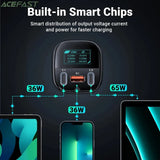 ACEFAST B5 101W Metal OLED Display Car Fast Charger For iPhone 15 14 Pro Max Dual USB C Car Charging Adapter For MacBook Laptop