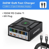 ASOMETECH 260W GaN Charger Digital Display Desktop USB Type C Charger 140W PD3.1 PPS QC4.0 Quick Charger For Laptop Tablet Phone