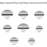 80pcs Woodruff Keys,Half Moon Keys, Half Moon Semicircle Bond Key Hardware Keyway Set,Shaft Crank Key for Mechanical Crankshaft