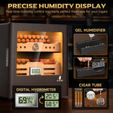 Cigar Humidor Cabinet,LED Lighting,Digital Hygrometer,2 Humidifiers,Cigar Tube,Desktop,Cedar Wood,with Drawer up to 100 Cigars