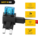 10 Pack 12v fuse tap Kit ,Fuse Holder Add-a-circuit Fuse TAP Adapter Mini ATM APM Blade Fuse Holder with 15A mini fuse