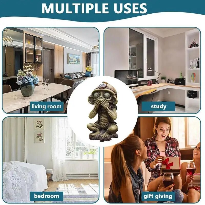 Alien Statue Extraterrestrial Alien Sculpture Enigmatic Figurine Home Decor Products For Lawn Terrace Living Room Bedroom Garden