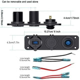 Aluminum Alloy Three In One USB Charging Dual QC3.0 Blue Screens Digital Voltmeter Cigarettes Lighter Switch Combination