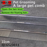 BAVURA  Pet Dematting Comb - Stainless Steel Pet Grooming Comb for Dogs and Cats Gently Removes Loose Undercoat, Mats, Tangles a