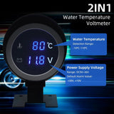 BG0009 Digital Car Truck Water Temp Gauge + Temperature Sensor Voltmeter Volt Voltage Meter 2 in 1 12V 24V Celsius Fahrenheit