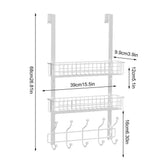 Behind Door Shelf No Drilling Door Rack With Multi Hooks Home Storage Arrangement Of Hooks For Bathroom Bedroom Living Room Stud