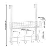 Behind Door Shelf No Drilling Door Rack With Multi Hooks Home Storage Arrangement Of Hooks For Bathroom Bedroom Living Room Stud