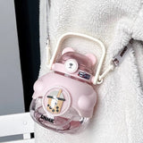 Big Capacity 1.1L Water Bottle Plastic Big Belly Cup Double Drinking Mouth Cute Straw Cup Student Portable Kettle