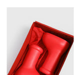 Big Red Knee High Boots Round Toe Balloon Slip on Ladies Casual Boots 2023 New Solid Color Brand High Quality Boots Fashion