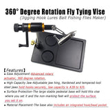 Bimoo 360° Rotation Hardened Steel Jaws Fly Tying Vise W/ Heavy Pedestal Base Jig Lure Making Tool Fishing Flies Tying Tool Kit