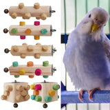 Bird Parrot Toy Natural Wooden Blocks Bird Chewing Toy Parrot Cage Bite Molar Toy Parrot Cage Colorful Hanging Decoration