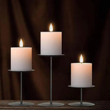 Black Iron Candle Holder Decorative Iron Pillar Candle Pedestal Candle Stand For Candles Spa Wedding Birthdays Party Decor 3pcs