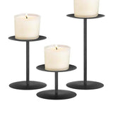 Black Iron Candle Holder Decorative Iron Pillar Candle Pedestal Candle Stand For Candles Spa Wedding Birthdays Party Decor 3pcs