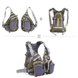 Blusea Mesh Fly Fishing Vest Backpack Breathable Multi Zipped Pockets Breathable Mesh Convenient Open Side Outdoor Fishing Vest