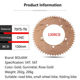 Bolany 130 BCD Folding Bike Chainwheel Positive Negative Tooth 54T 56T Chain Aluminum Alloy Plating Chainring Bicycle Parts