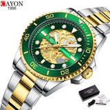 CAYON Watches Imitated Mechanical Design Quartz Clock Men Stainless Steel Band Luminous 30M Waterproof Watch For Male Relogio