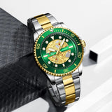 CAYON Watches Imitated Mechanical Design Quartz Clock Men Stainless Steel Band Luminous 30M Waterproof Watch For Male Relogio