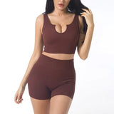 CZGUKE Seamless Workout Sets for Women Ribbed Sport Bra High Waist Running Shorts Gym 2 Piece Yoga Sets