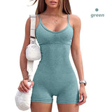 CZGUKE Women Yoga Rompers Sexy One Piece Spaghetti Strap Tummy Control Padded Sports Bra JumpSuits