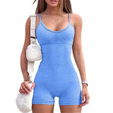 CZGUKE Women Yoga Rompers Sexy One Piece Spaghetti Strap Tummy Control Padded Sports Bra JumpSuits