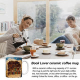 Ceramic Mug With Handle 350ml Ceramic Coffee Mug Travel Book Lover 3D Bookshelf Flat Color Pattern Funny Work Mugs For Men