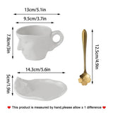 Ceramic Tea Cup Saucers Cup And Spoon Set Abstract Kiss Creative Face Cup With Saucer Creative Coffee Mug Set For Him And Her