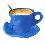 Ceramic Tea Cup Saucers Cup And Spoon Set Abstract Kiss Creative Face Cup With Saucer Creative Coffee Mug Set For Him And Her