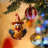 Chicken Holiday Decoration Acrylic Chicken Ornament Reusable Cartoon Christmas Rooster Hang Christmas Tree Decoration For Key
