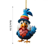 Chicken Holiday Decoration Acrylic Chicken Ornament Reusable Cartoon Christmas Rooster Hang Christmas Tree Decoration For Key