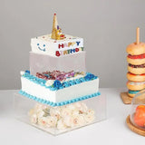 Clear Cake Riser Acrylic Stand Cake Riser Clear Acrylic Square Cylinder Display Box For Party Birthday Engagement Anniversary