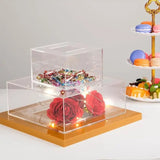 Clear Cake Riser Acrylic Stand Cake Riser Clear Acrylic Square Cylinder Display Box For Party Birthday Engagement Anniversary