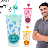Color Changing Water Cup 3pcs Ice Cold Drinking Cup 24oz Summer Coffee Tumblers Thick Party Cup With Lids And Straws For Kids