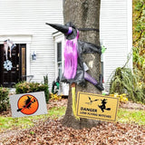 Crashing Witch Decor Spooky Large Flying Witch For Halloween Lawn Patio Embellishment For Halloween Ambience For Home Schools