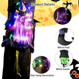 Crashing Witch Decor Spooky Large Flying Witch For Halloween Lawn Patio Embellishment For Halloween Ambience For Home Schools
