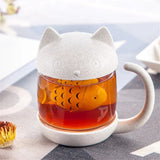 Creative Glass Mug Cute Cat Glass Cup Tea Mug With Fish Infuser Strainer Filter Home Offices Kitchen Drinkware Teaware 250ml