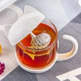 Creative Glass Mug Cute Cat Glass Cup Tea Mug With Fish Infuser Strainer Filter Home Offices Kitchen Drinkware Teaware 250ml