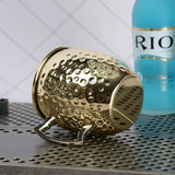 Creative Stainless Steel Hammered Point Cocktail Mug, Non-Slip with Gold Handle Drum Mug for Home and Bar Drinking Mule Mugs