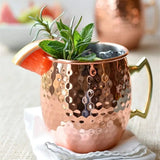 Creative Stainless Steel Hammered Point Cocktail Mug, Non-Slip with Gold Handle Drum Mug for Home and Bar Drinking Mule Mugs