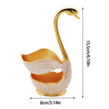 Creative Swan Rack Western Cutlery Dessert Fork Spoon Storage Rack Zinc Alloy Swan Shape Metal Dinner Fork Teaspoon Organizer