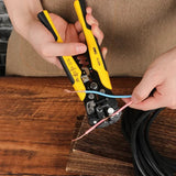 Deli Multifunctional Crimper Cable Cutter Wire Stripping Pliers Crimp Electrical Wires Cut Fiber Optic Cable Stripping Pliers