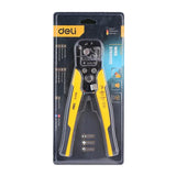 Deli Multifunctional Crimper Cable Cutter Wire Stripping Pliers Crimp Electrical Wires Cut Fiber Optic Cable Stripping Pliers