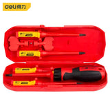 Deli VDE Insulated Screwdriver Set Slotted Phillips Screw Driver Bits Kit With Tester Pen Electricians Hand Tools